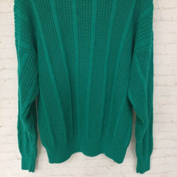 Vintage 90s Men's Sweater Knit American Weekend Teal Green Size XL - Picture 3 of 12